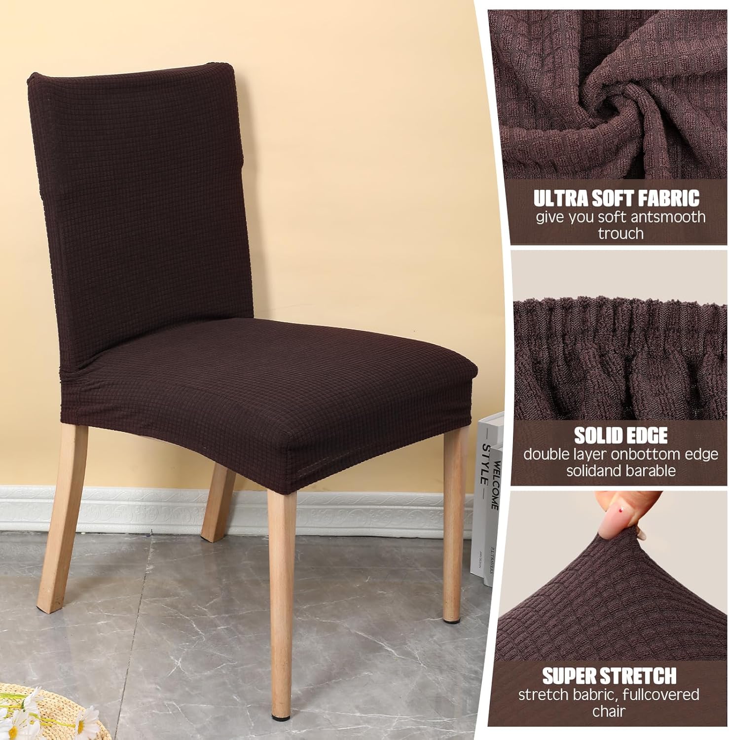 Buryeah 10 fundas impermeables para sillas de comedor, de jacquard elástico, funda protectora para silla, funda protectora extraíble y lavable para