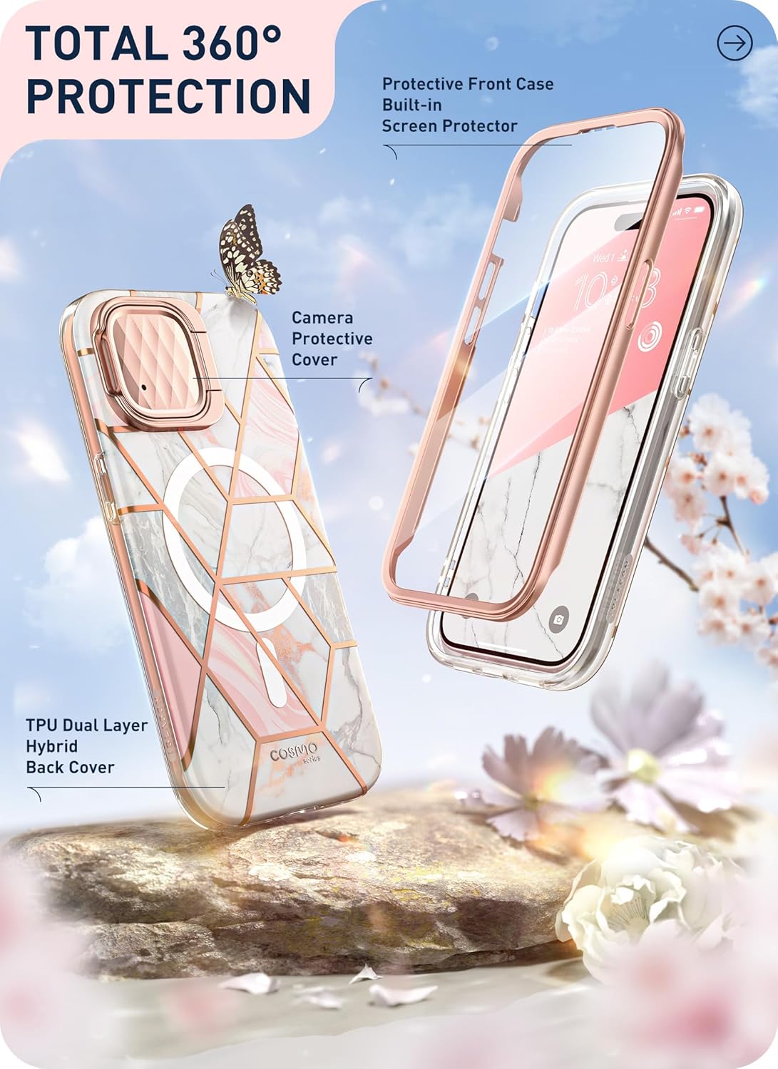 i-Blason Funda para iPhone 15iPhone 14iPhone 13 6.1 pulgadas con soporte para cámara compatible con MagSafe Funda protectora delgada de cuerpo