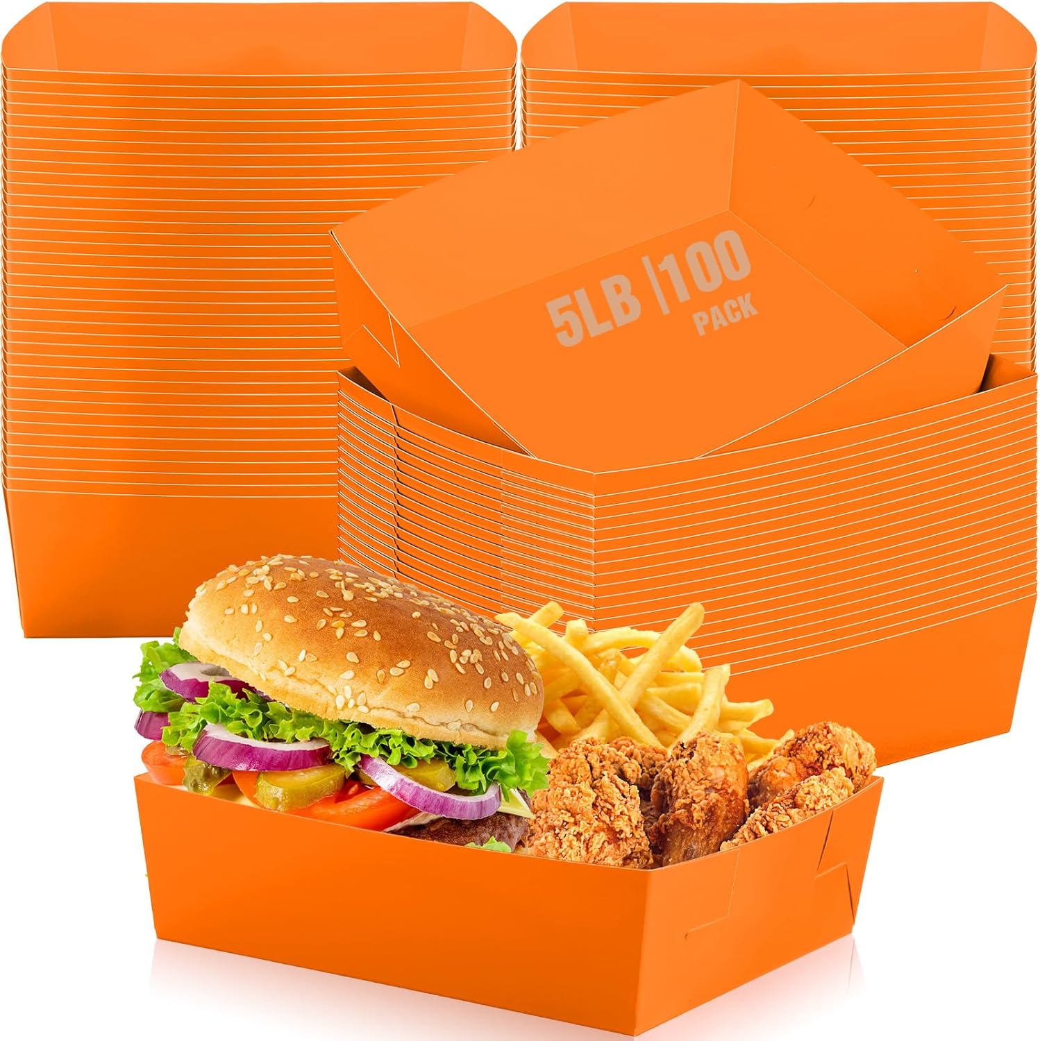 Mifoci 100 bandejas de papel para alimentos de 5 libras, nachos, bandejas de papel grandes para servir aperitivos para fiesta de Navidad, día de