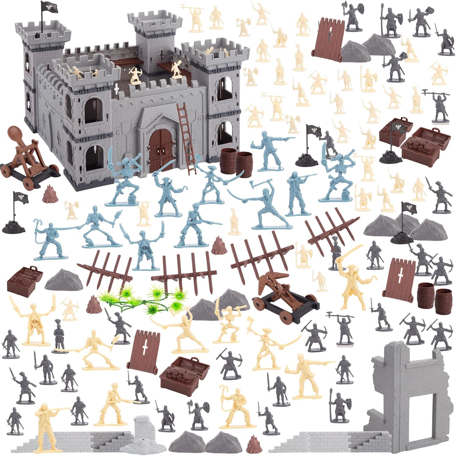 3 otters Juego de 310 soldados militares, soldados de juguete, caballero medieval, ejército, hombres, castillo pirata, modelo de ensamblaje para
