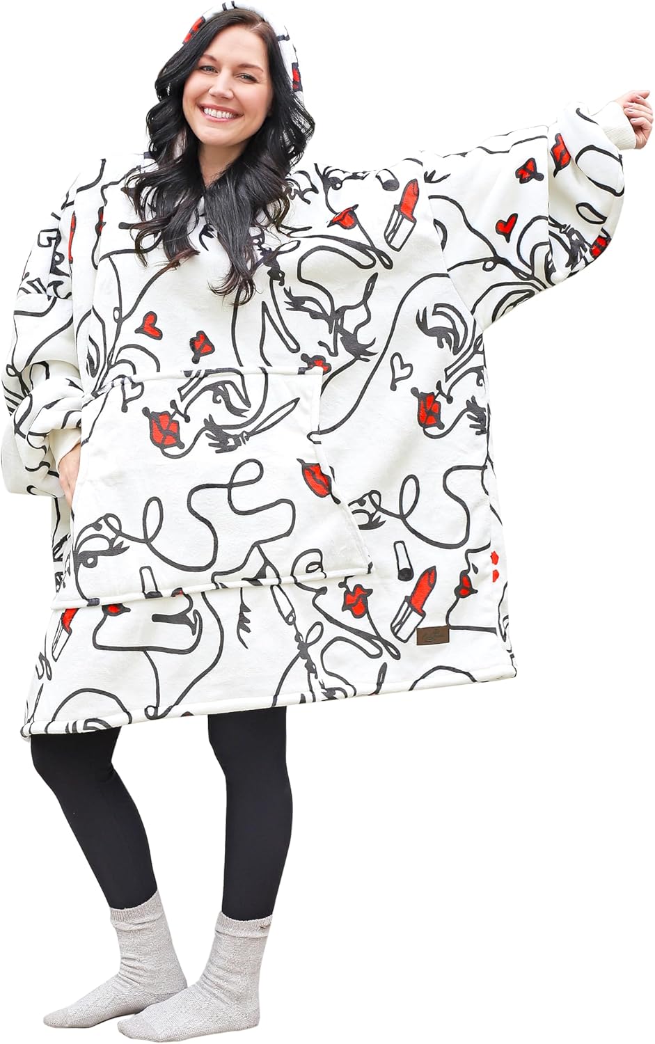 Catalonia Sudadera con capucha de gran tamaño con estampado de cara abstracta, sudadera gigante de sherpa para adultos, hombres, mujeres,