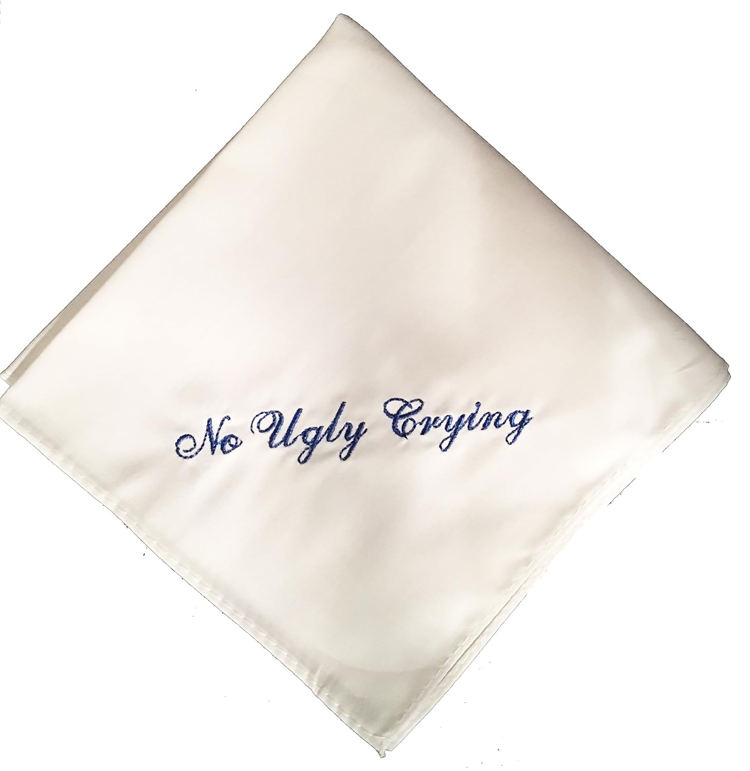 No Ugly Crying Wedding Handkerchief with a straight edge- Your choice of embroidery color- Great Groomsmen gift