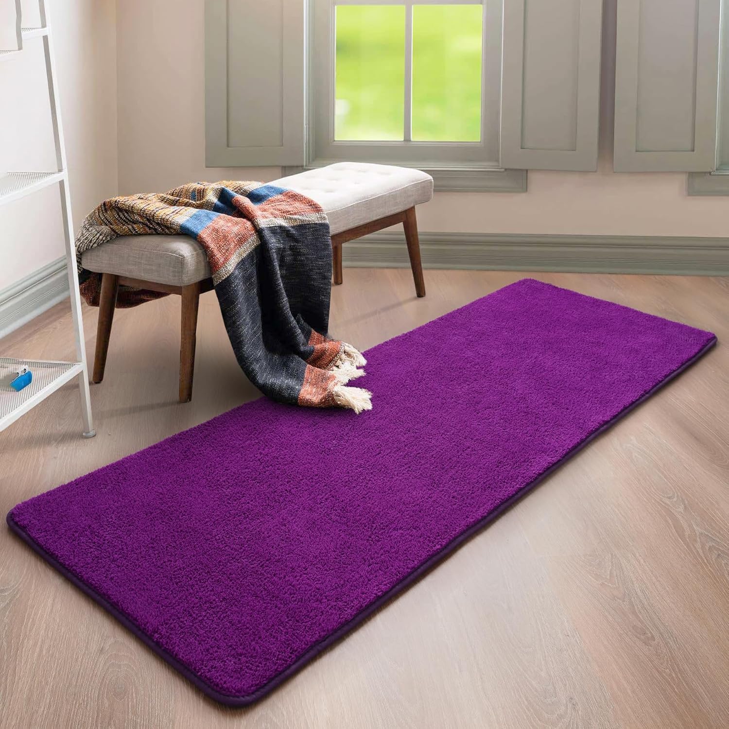 Alfombra de pasillo para dormitorio, alfombra de área de 2 x 6 pies, alfombra esponjosa para mesita de noche, cocina, lavandería, entrada, interior,