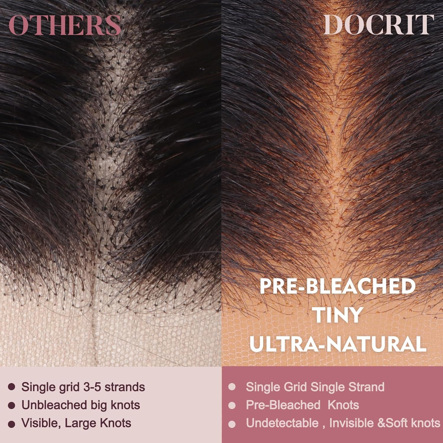 Docrit Peluca de cabello humano lacio 4C para mujer, precortada, precortada, 5 x 5, sin pegamento, con bordes rizados naturales, densidad del 150 %,