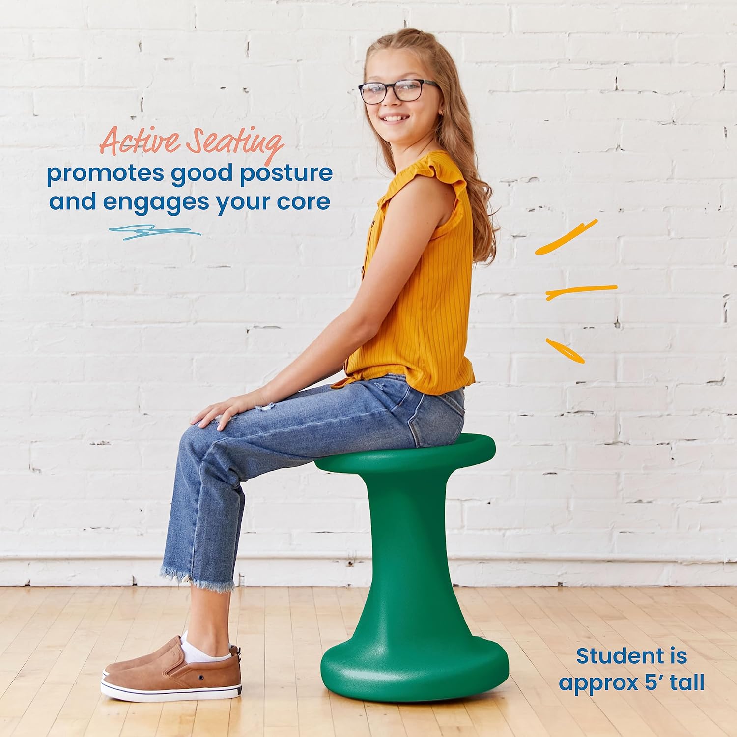 ECR4Kids Taburete tambaleante Twist, altura del asiento de 18 pulgadas, asientos activos, verde