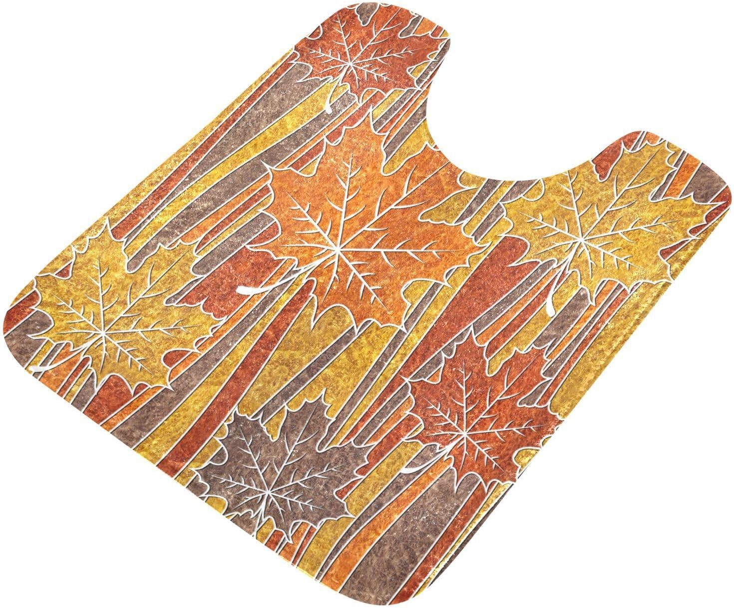 Juego de 2 alfombras de baño de 24 x 16 + 24 x 20 pulgadas, suave en forma de U, tapete decorativo de hoja de arce antideslizante absorbente para