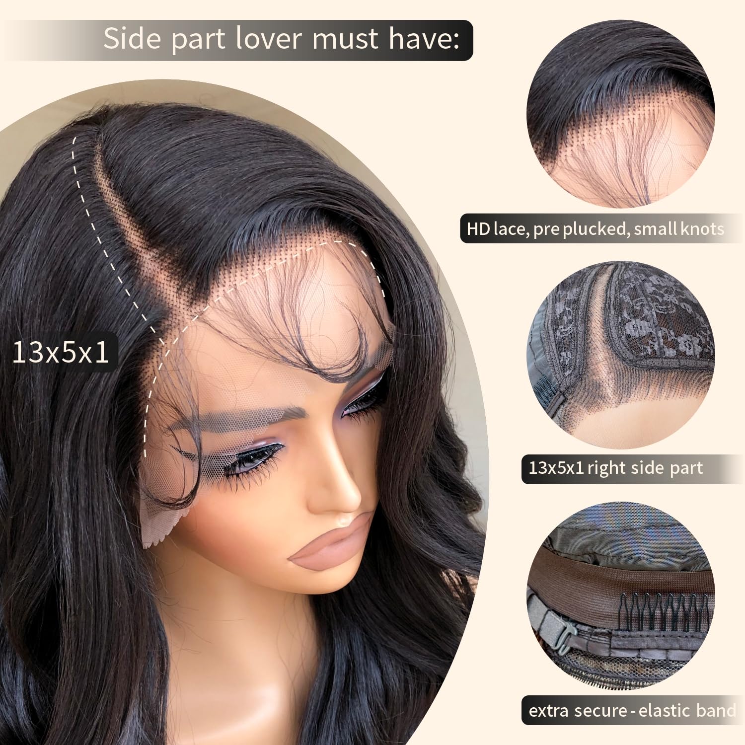 BrownBomb Bombshell – Peluca ondulada con encaje frontal, peluca sintética con encaje frontal, sin pegamento, lista para usar, 13 x 5 x 1 pulgadas,
