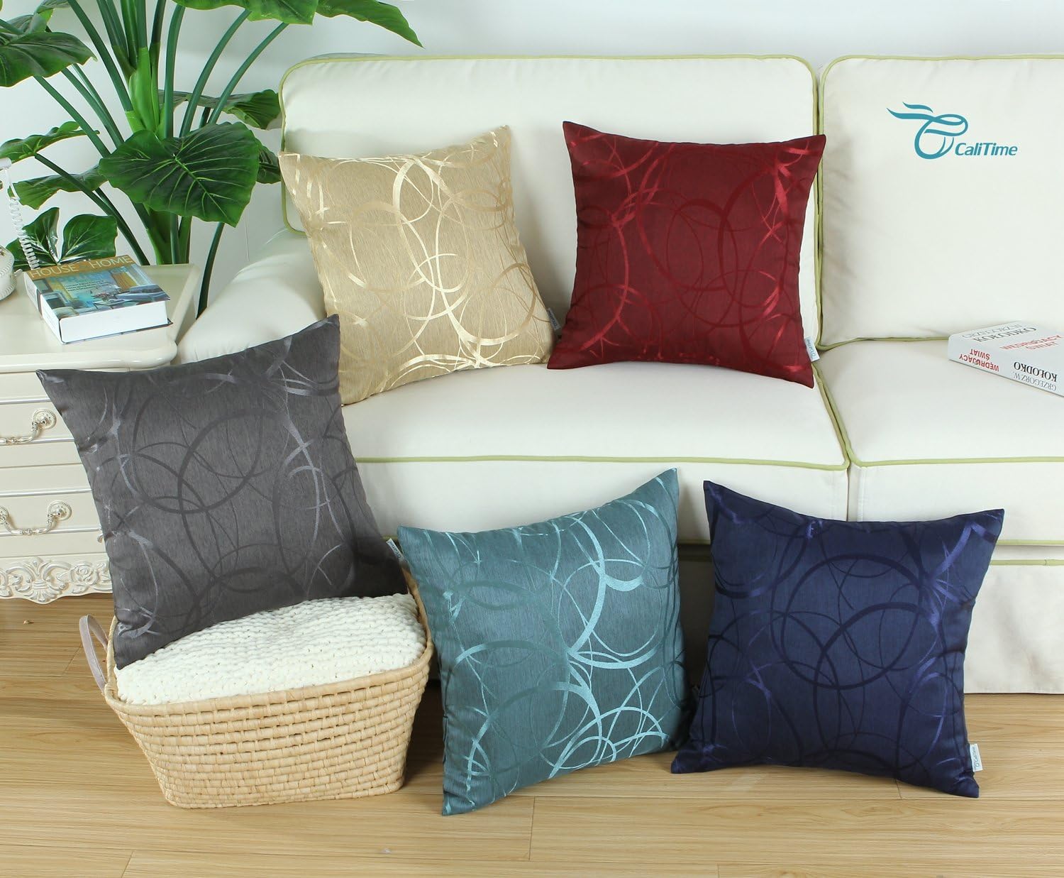CaliTime – Juego de 2 fundas de cojín para sofá, Fundas de revestimientos para cojín de sofá, decoración moderna para el hogar, diseño geométrico de