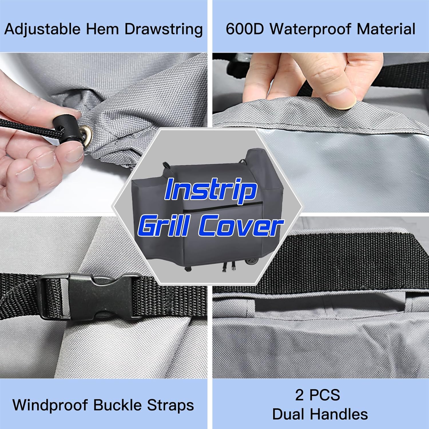 Pit Boss – Funda para parrilla de pellets de madera serie 10001100, impermeable, 600D, poliéster Oxford, resistente al viento, hebilla y asas con