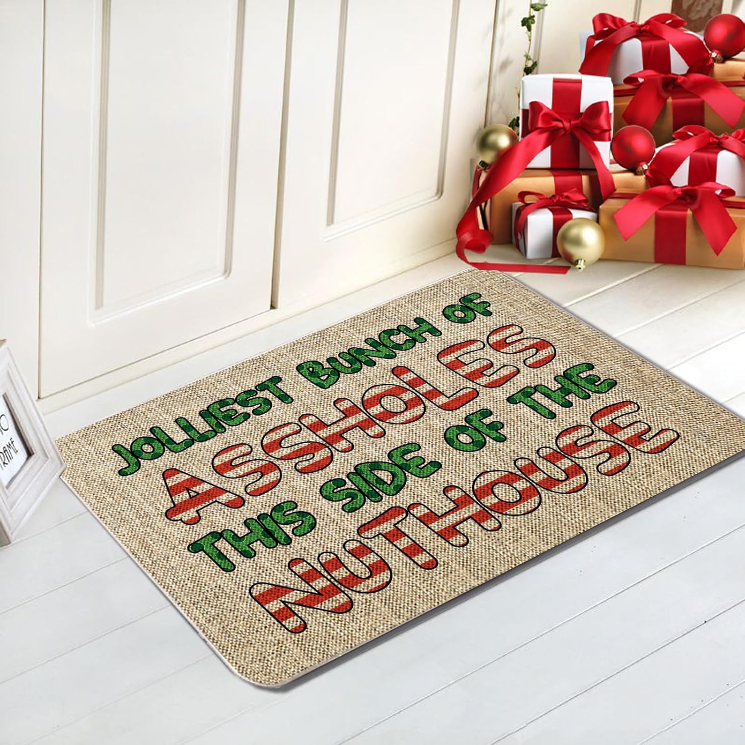 GAGEC Tapete de Navidad para exteriores, divertido tapete de entrada, tapete de puerta de invierno, decoración de casa de campo, hogar, cocina, piso