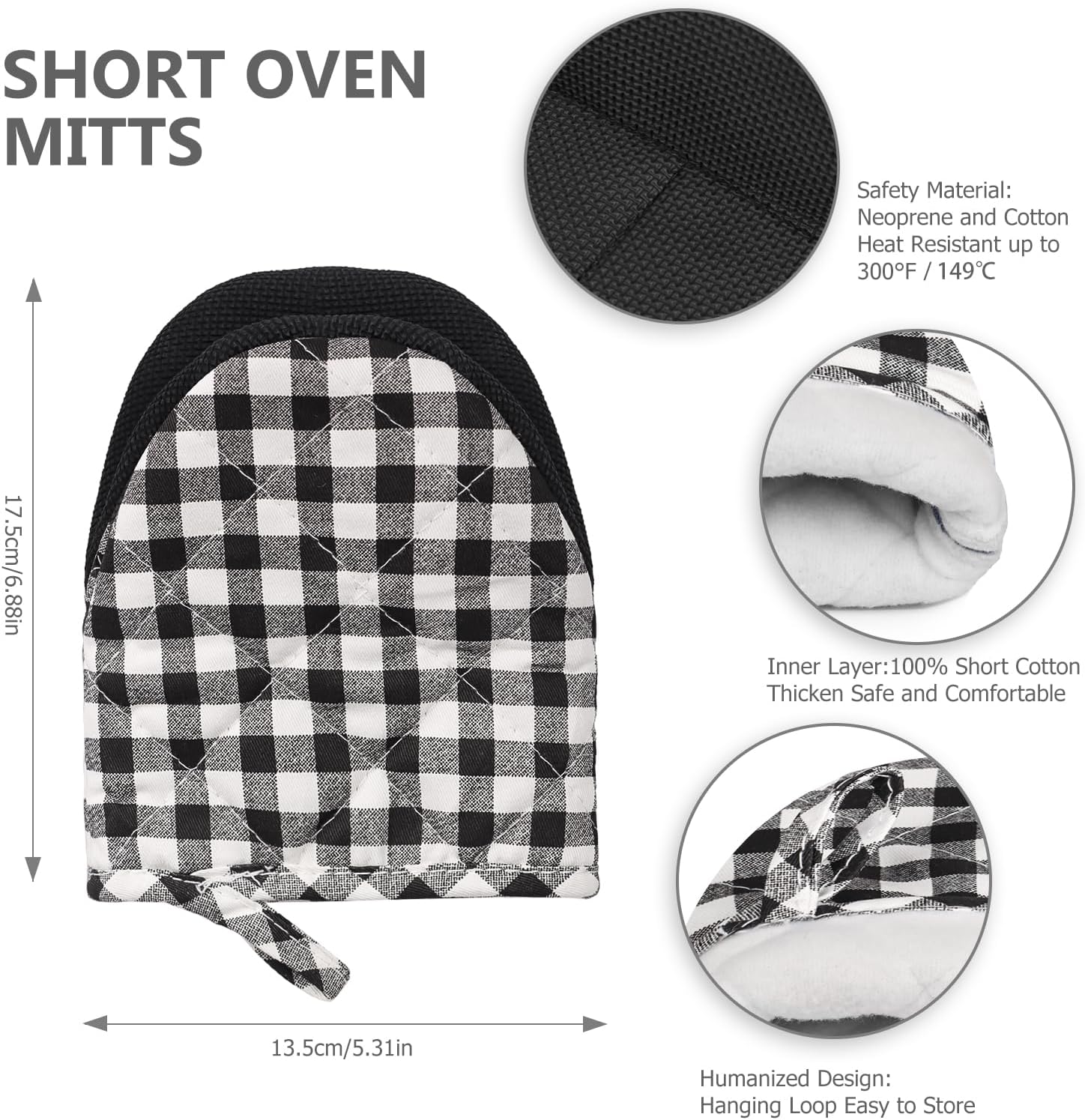 1 par de guantes cortos para horno, guantes de silicona para horno de cocina, resistentes al calor, 500 , mini guantes para horno con superficies de