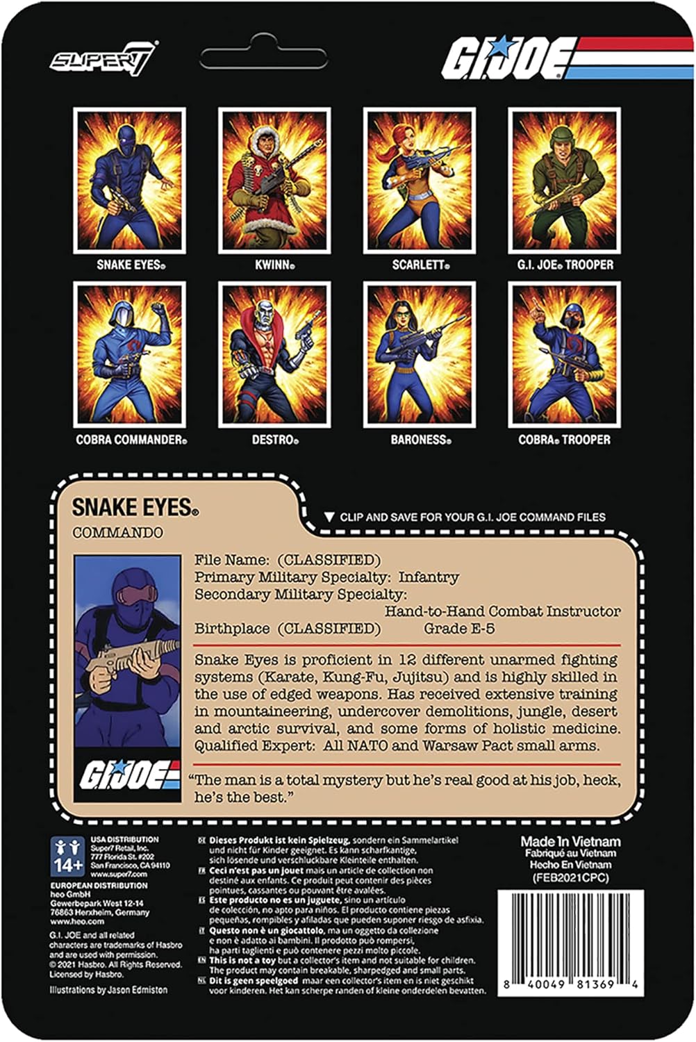 Super7 G.I. Joe Snake Eyes (RAH) 3.75 in Figura de reacción
