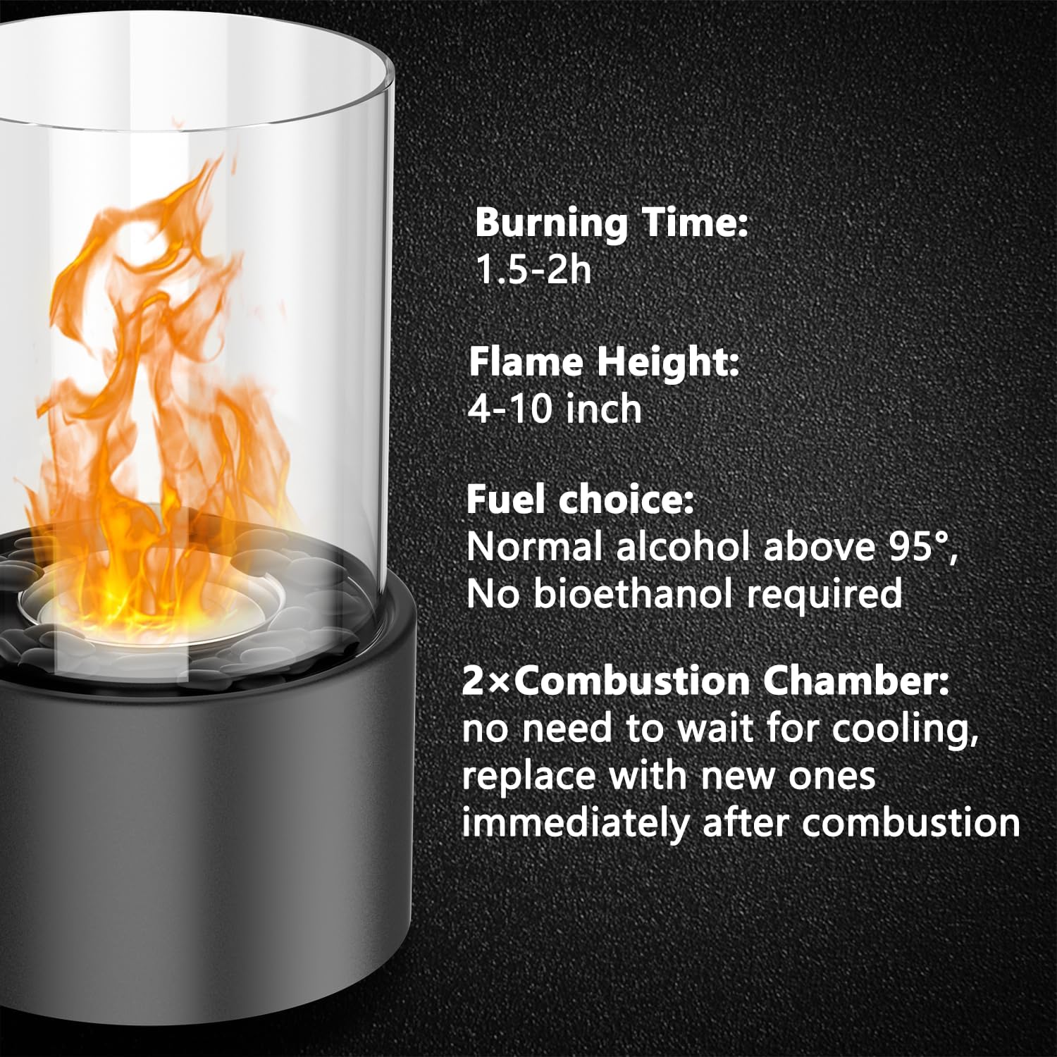 Chimenea de mesa para interiores y exteriores, chimenea Elcohol Mini chimenea sin humo, inodoro, sin ventilación, chimenea personal portátil