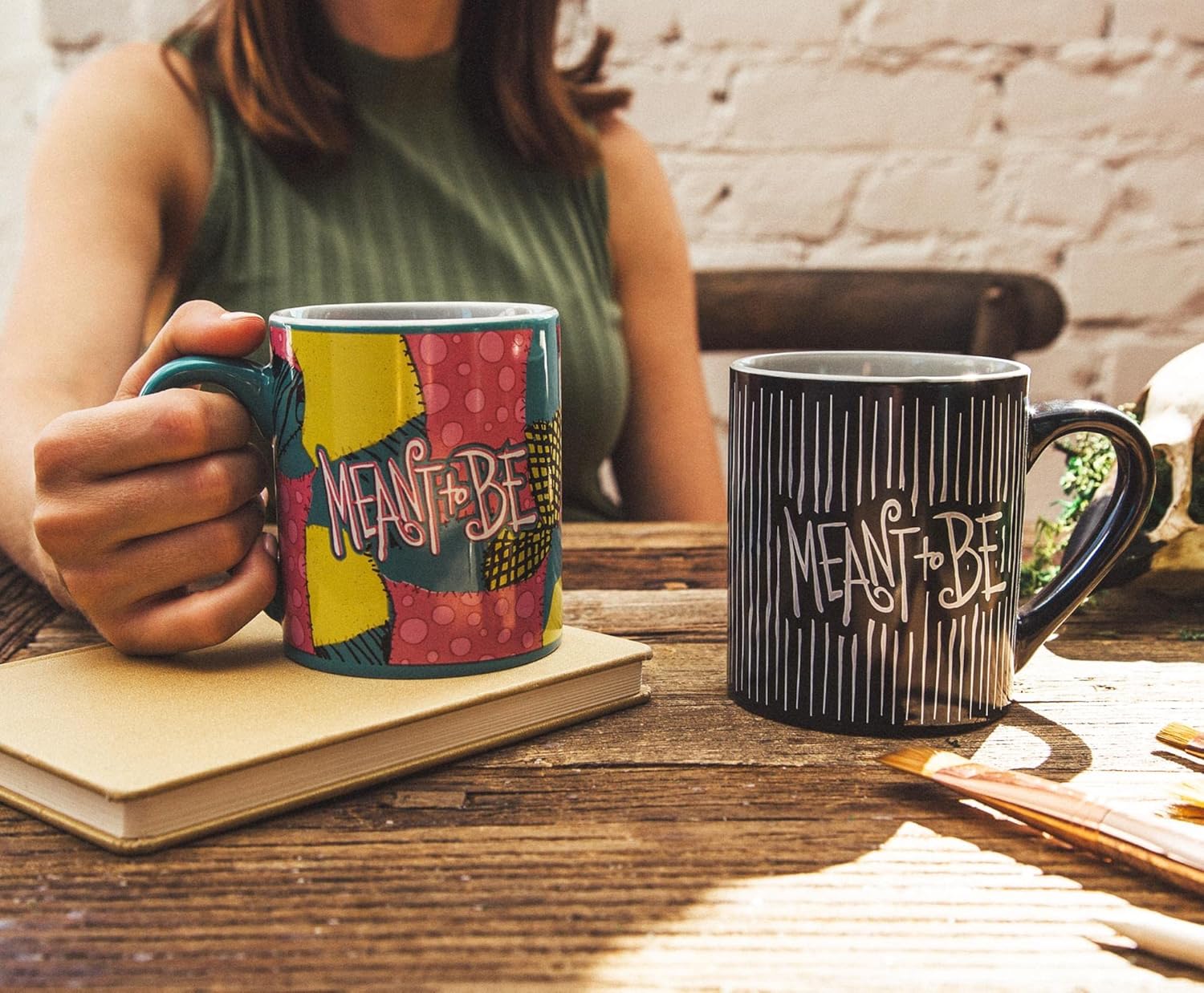 Disney Nightmare Before Christmas Jack and Sally Meant To Be – Juego de tazas de cerámica