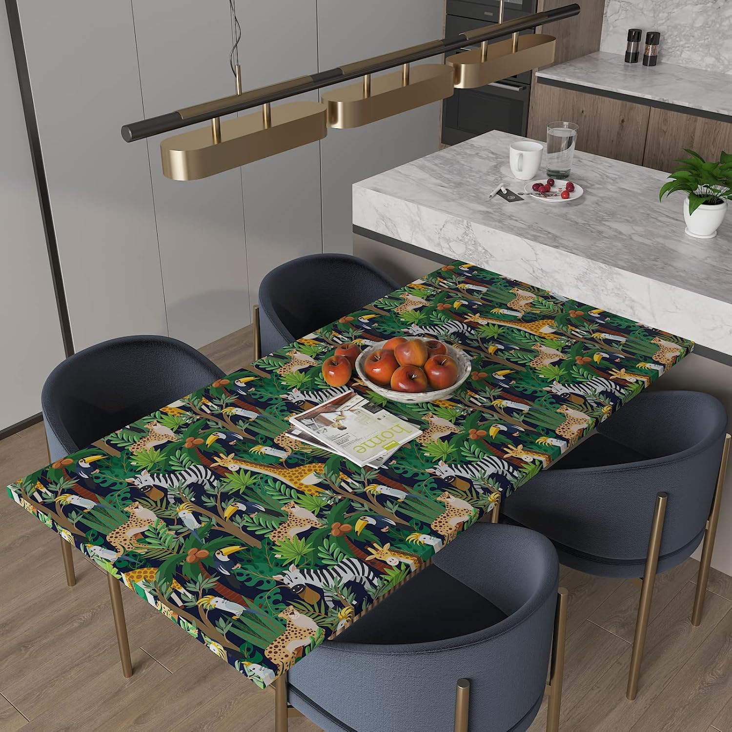 Papel tapiz de 17.7 x 236 pulgadas con estampado de animales, papel de contacto para niños, hojas de palmera verde, papel de contacto para