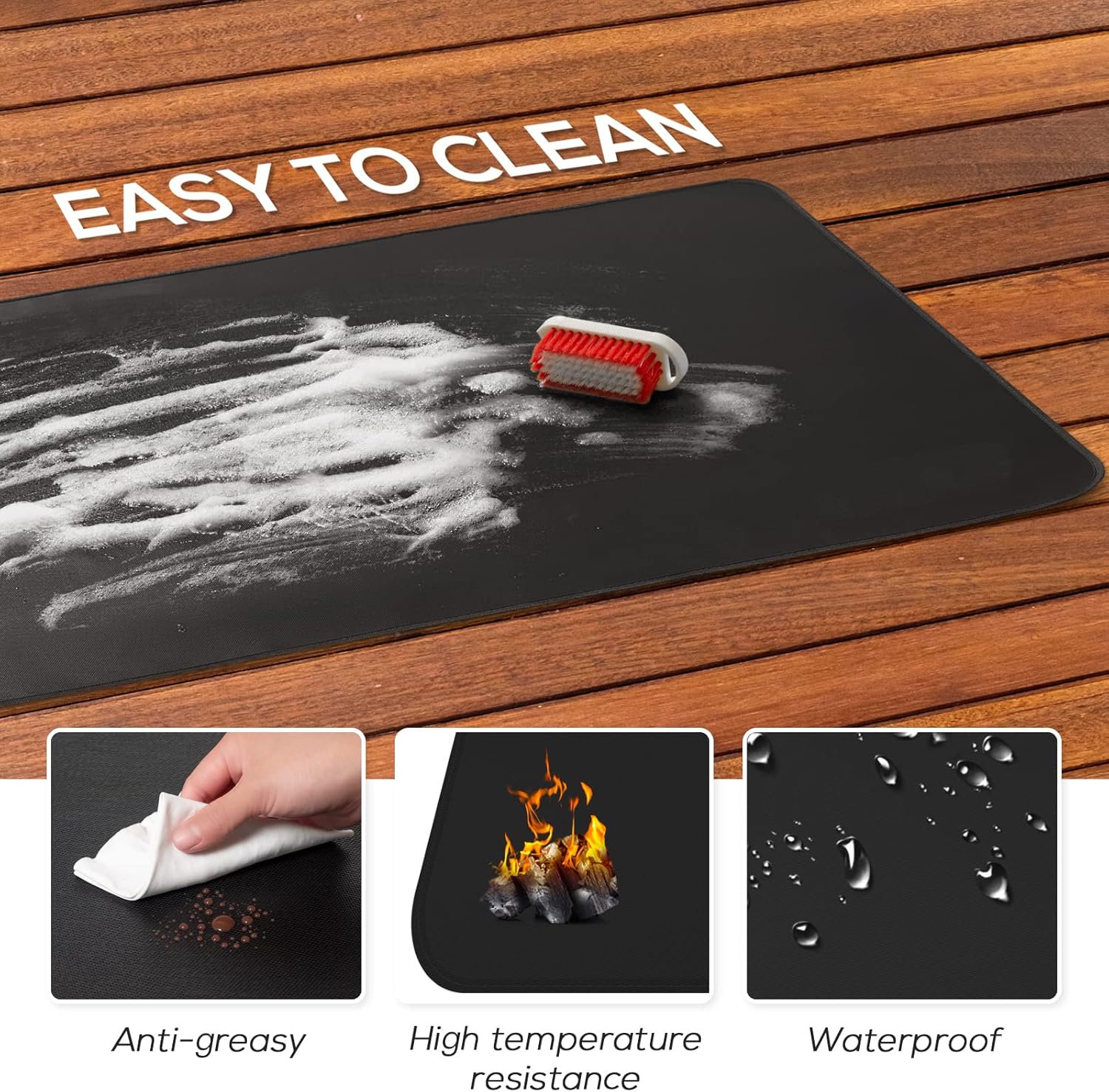 FLASLD Fireproof & Waterproof Under Blackstone Griddle BBQ Mat, Protect Your Prep Table and Outdoor Grill Table – Heat Resistant Grill Table Mat