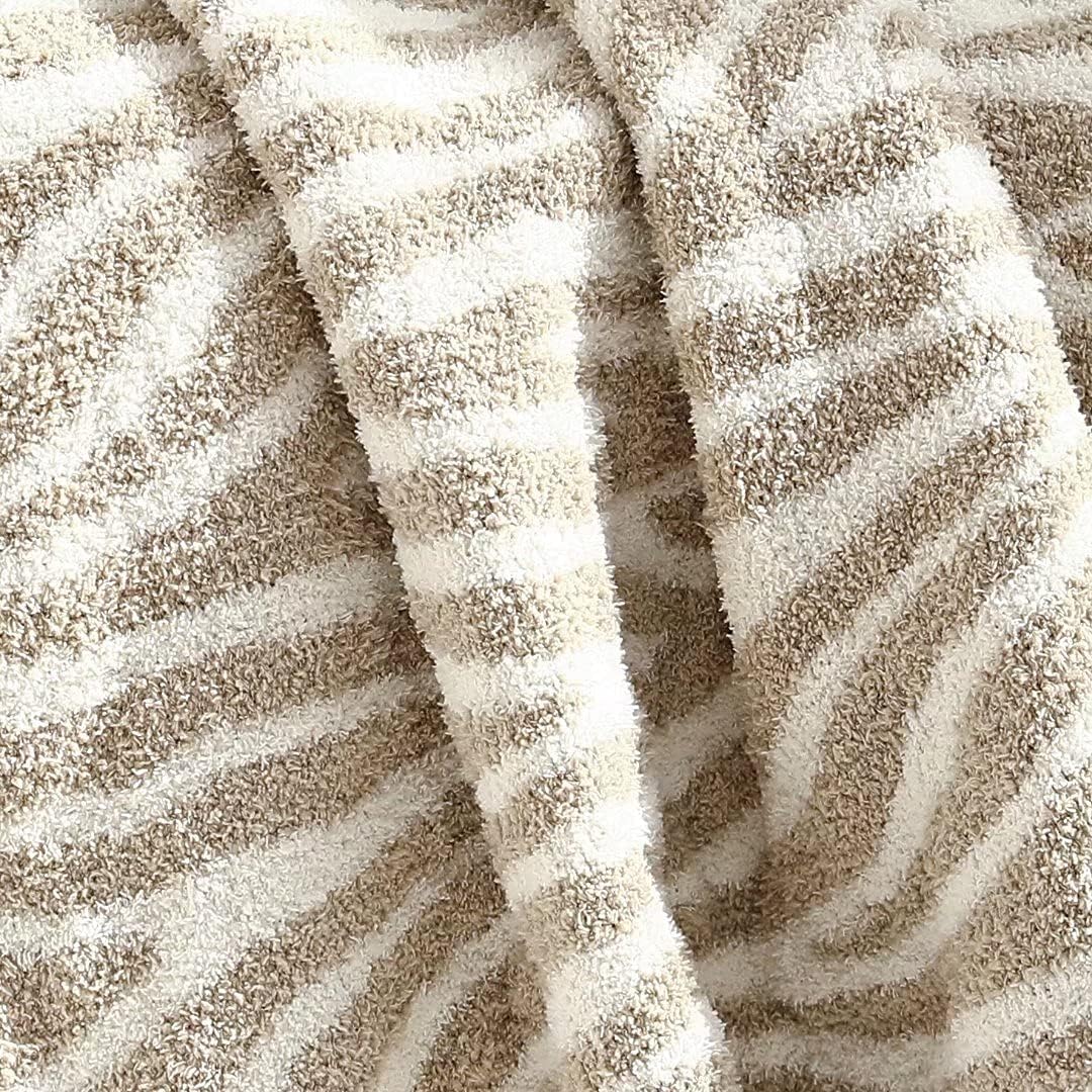 Manta de forro polar de lujo de punto ultra suave, diseño de cebra, sensación de aire, acogedora y cálida para cama, sofá o sillón en todas las
