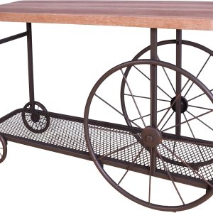 Acme Francie – Consola rectangular de madera con estante en roble y gris antiguo Acme Francie – Consola rectangular de madera con estante en roble y gris antiguo