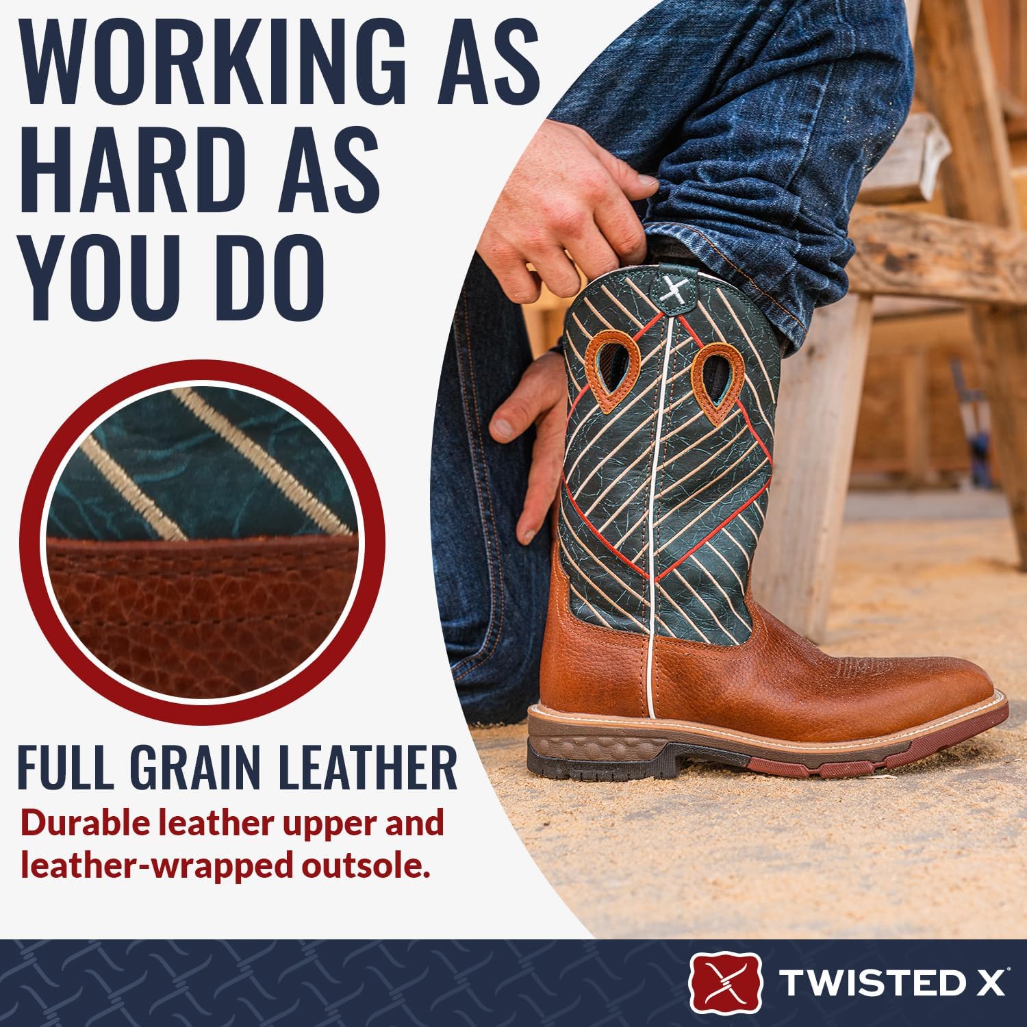Twisted X Para hombre, color borgoñaazul cielo, puntera de aleación, EH, 12 pulgadas, botas de meter, BorgoñaAzul cielo