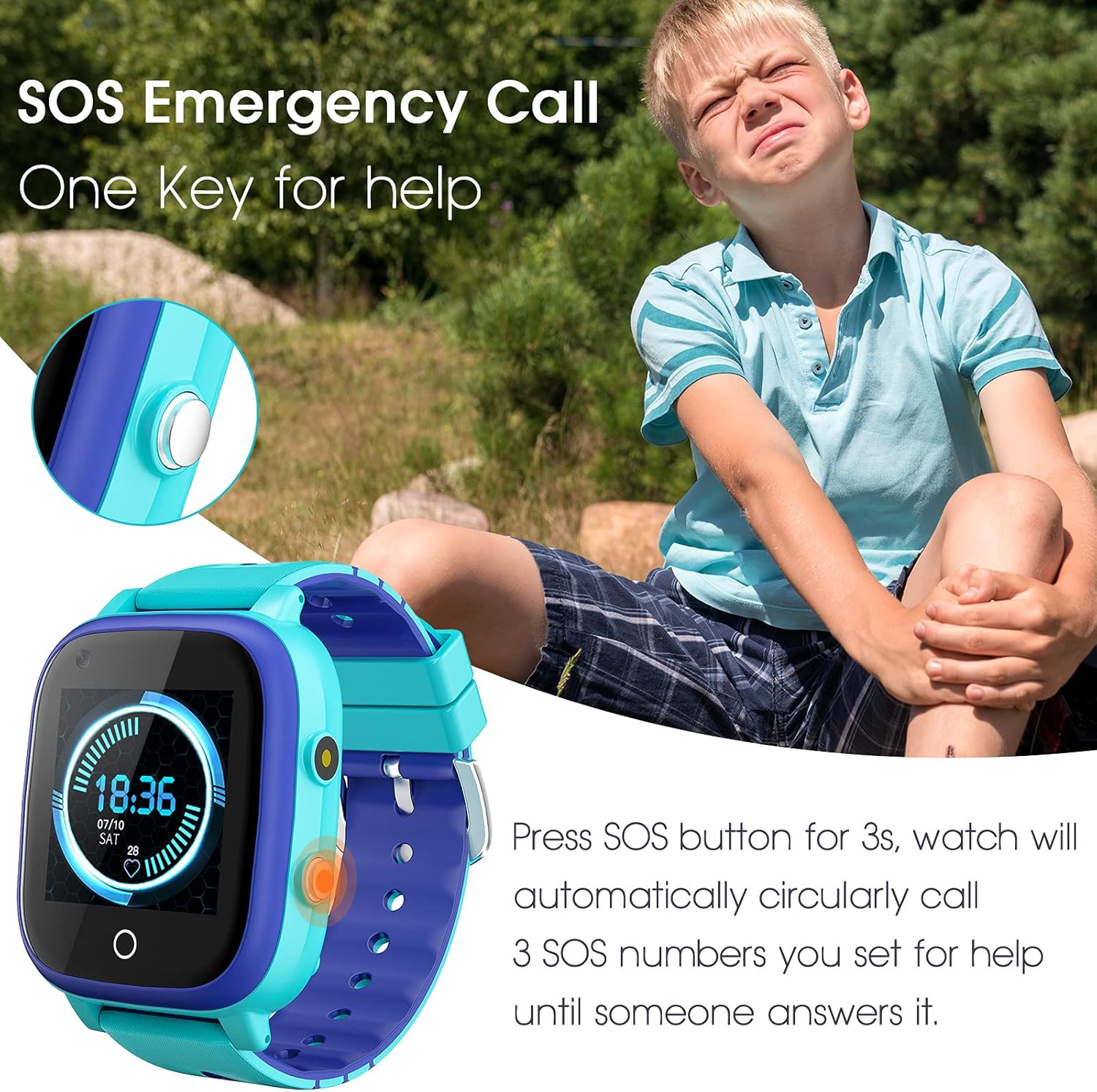 cjc Reloj inteligente 4G para niños con rastreador GPS y llamadas, llamadas de 2 vías y chat de voz y video, alarma SOS, WiFi, impermeable, teléfono
