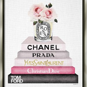 Stupell Industries Book Stack Fashion Candle Pink Rose, diseño de Amanda Greenwood Stupell Industries Book Stack Fashion Candle Pink Rose, diseño de Amanda Greenwood