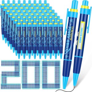 TaoBary 200 bolígrafos de concientización sobre el abuso infantil a granel, cinta azul, bolígrafos retráctiles, tinta negra de 0.039 pulgadas (0.039 TaoBary 200 bolígrafos de concientización sobre el abuso infantil a granel, cinta azul, bolígrafos retráctiles, tinta negra de 0.039 pulgadas (0.039