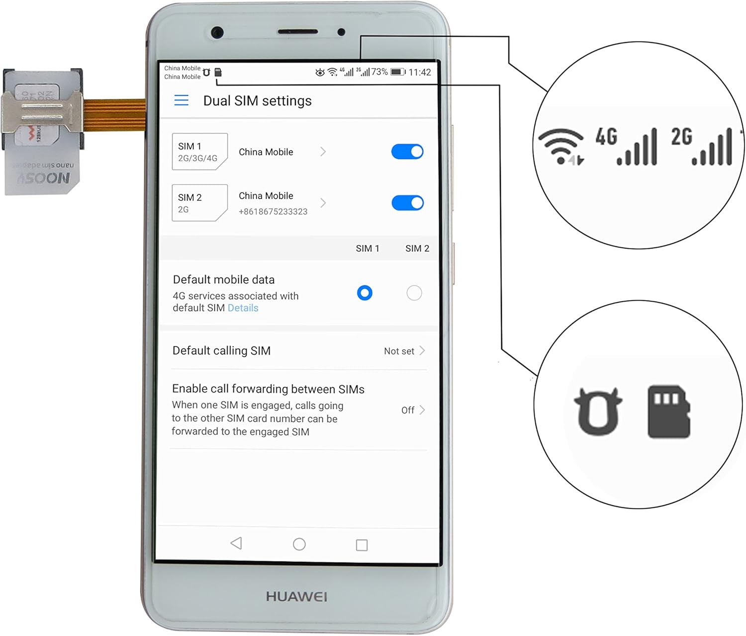 Adaptador doble SIM (2 piezas) para Samsung S7  S7 Edge  S8  S8+ Huawei Mate789 Xiaomi Lenovo, extensor dorado ultrafino 2 en 1 para teléfono
