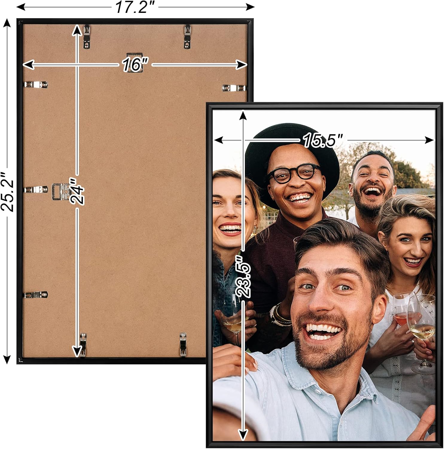Anozie Marco negro de 16 x 24 pulgadas, juego de marcos de póster de diseño simple con plexiglás HD para montaje en pared, paquete de 1 unidad