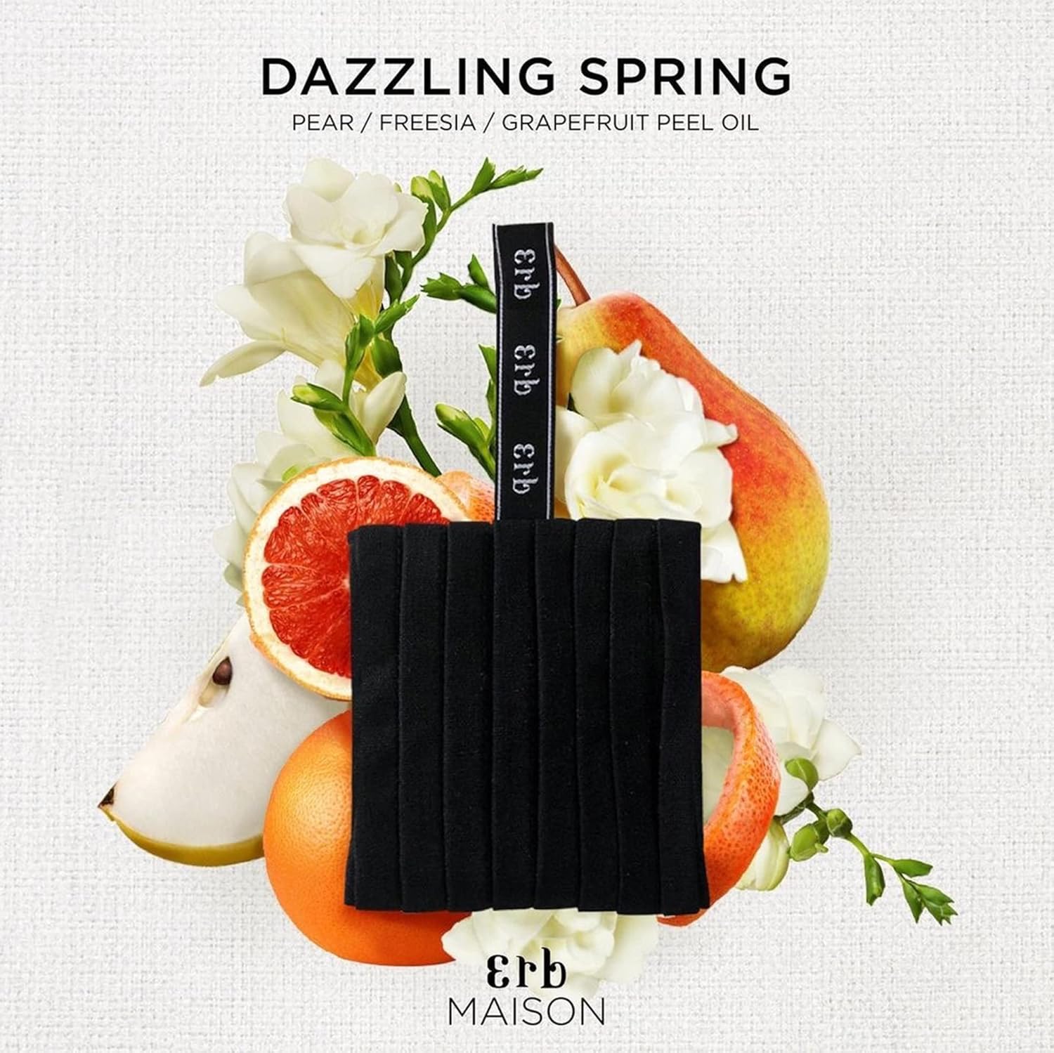 Erb Maison Dazzling Spring Fleurfume – Sachet aromático de 1.41 oz (pera, fresia, aceite de cáscara de pomelo) para armario, coche, armario o cajón