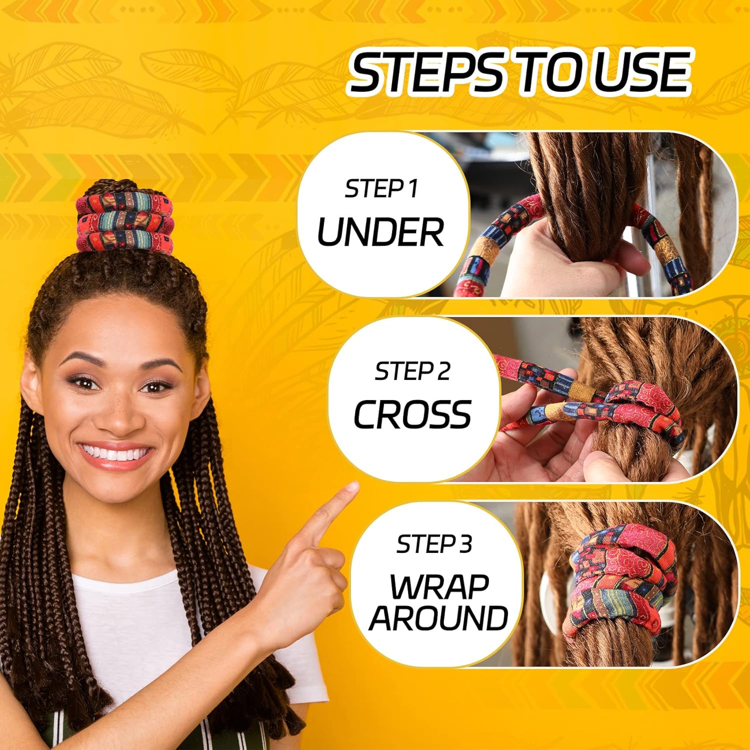 Spiral Lock Hair Tie Dreadlock Accessories – LUCHOI Bendable Loc Hair Tie Ponytail Holder, Iron Wire Long Dread Locks Hair Tie for Women Men Thick