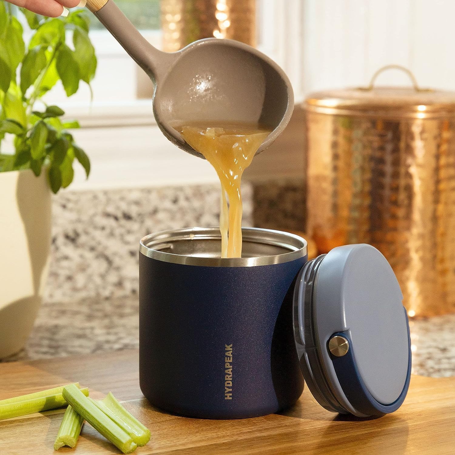 Hydrapeak Termo de acero inoxidable de 18 onzas con aislamiento al vacío, termo para alimentos calientes y alimentos fríos, boca ancha a prueba de