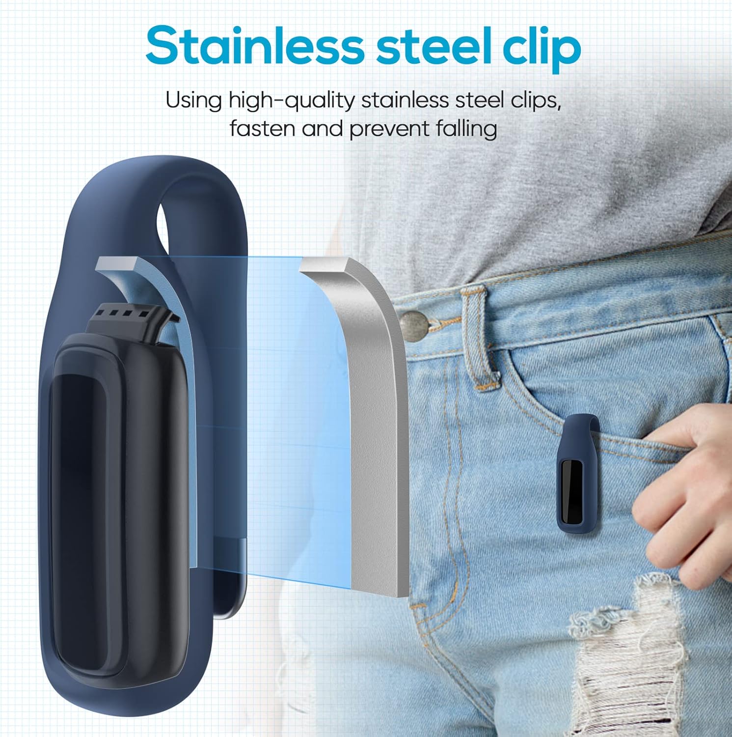 Paquete de 2 clips para Fitbit Luxe, soporte de clip compatible con Fitbit Luxe, negro + rosa suave