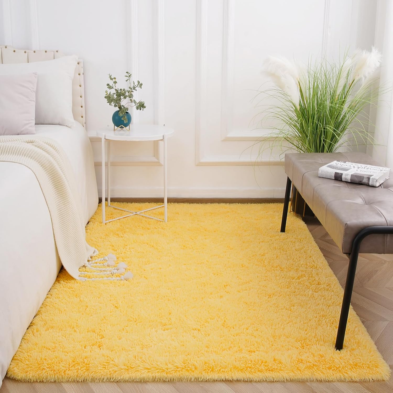 Kimicole Alfombra de área para dormitorio, sala de estar, decoración del hogar, alfombra mullida mejorada de 6 x 9 pies para apartamento,