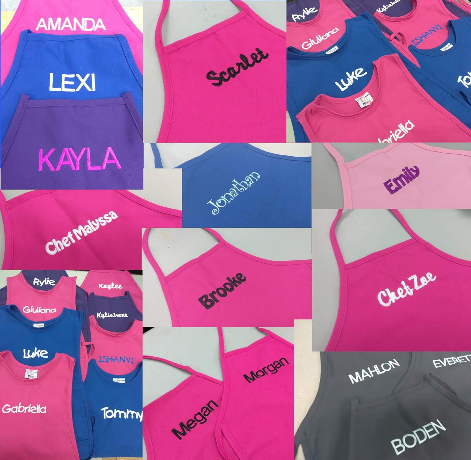 Delantal personalizado Tela de sarga de poliésteralgodón, Rosado