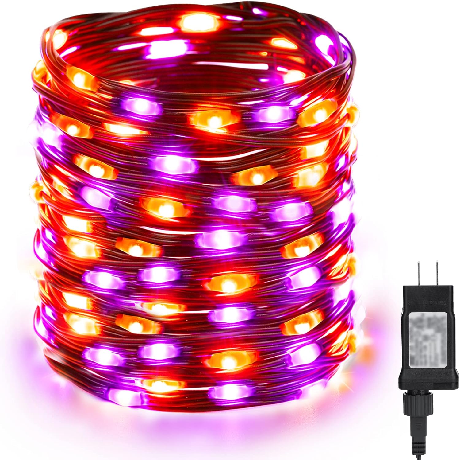 Brizled Luces de Halloween moradas y naranjas, 72.17 pies, 200 luces LED de Halloween al aire libre, 8 modos de luces de Halloween conectables,