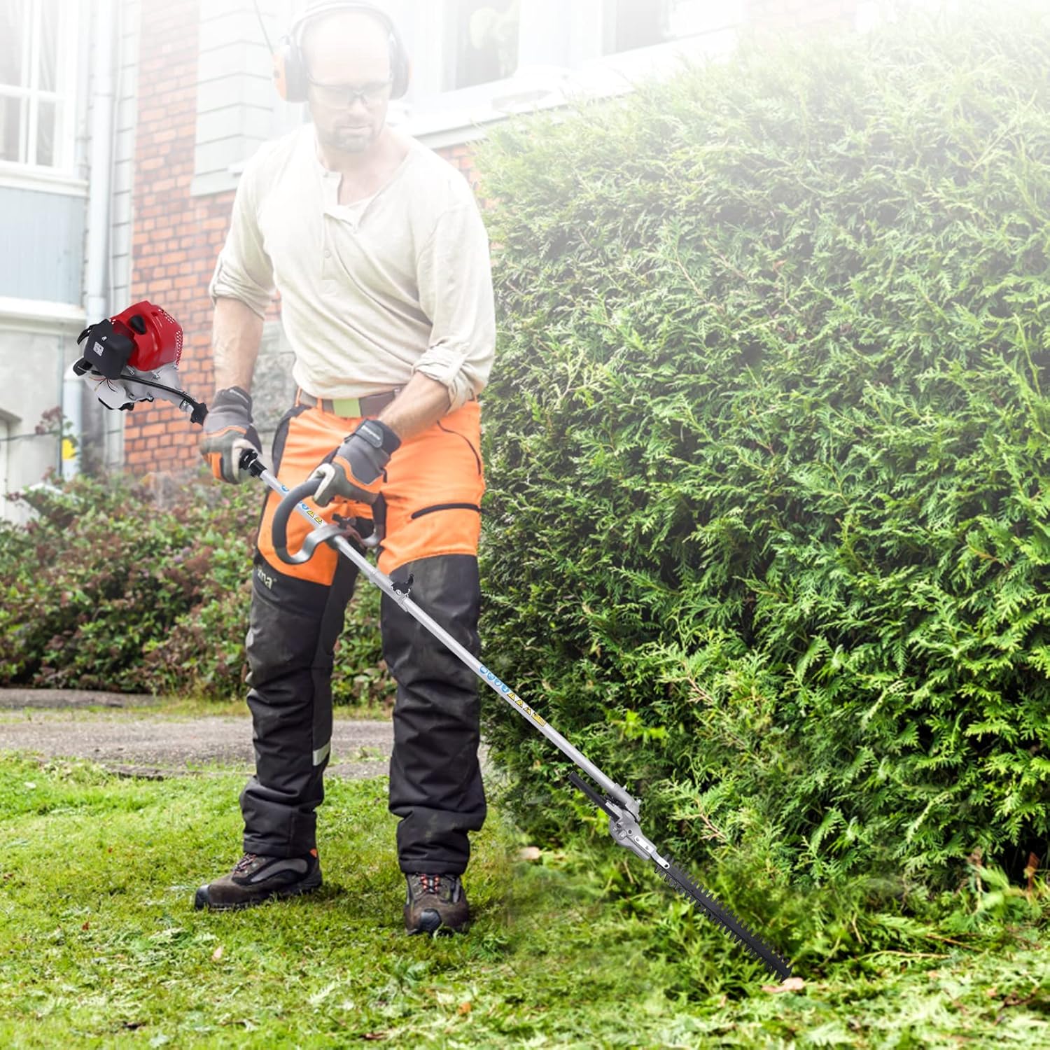 Cortacésped de 51.77 cc de 2 tiempos a gas, tijeras de setos para jardinero, 6500 rpm, herramienta de limpieza para cortar y aserrar bordes de