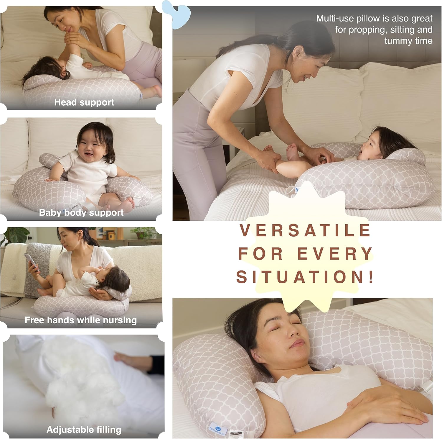 Pharmedoc Almohada de lactancia para lactancia materna – Almohadas de lactancia materna con reposacabezas y correas ajustables para la cintura –