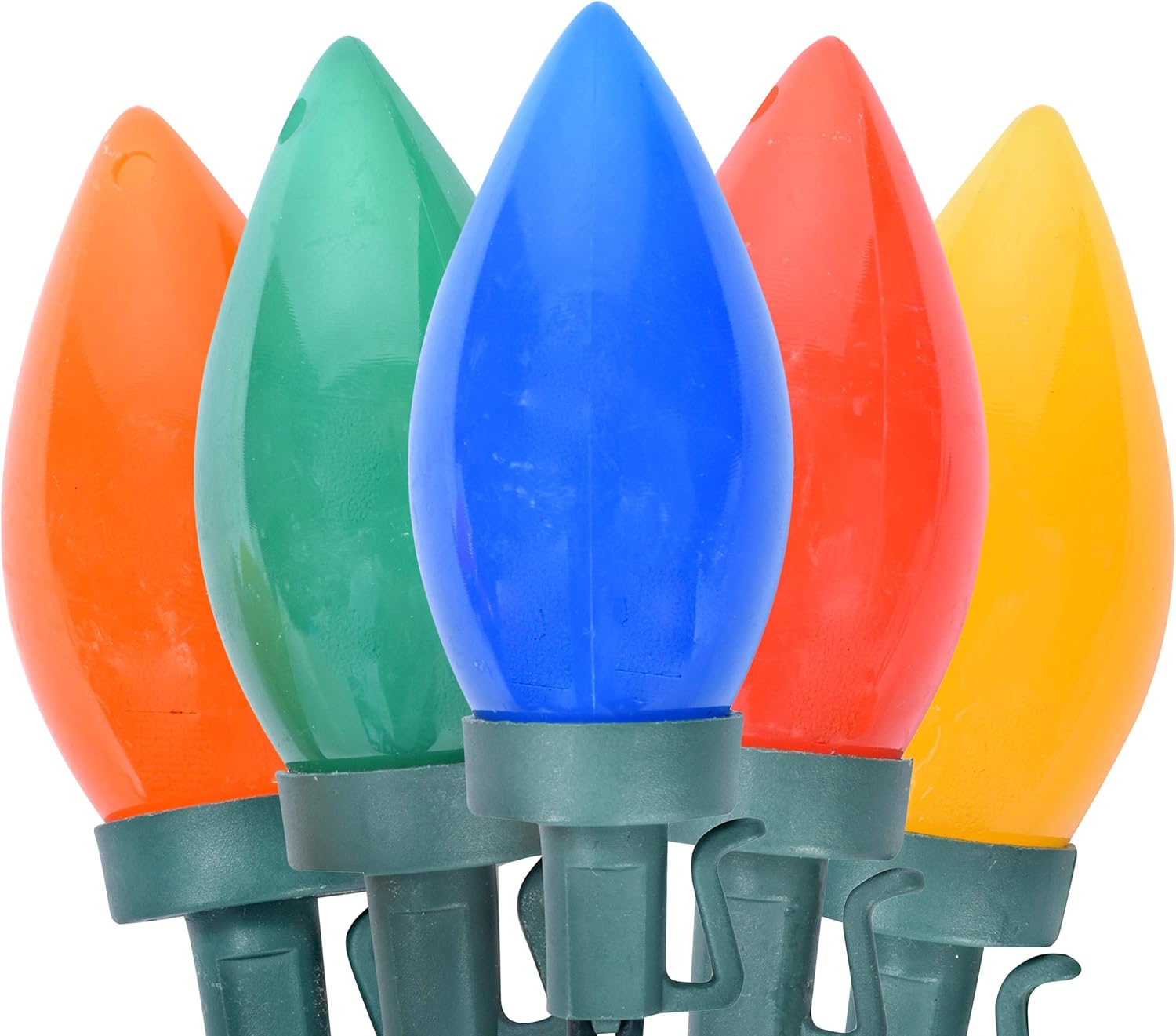 Holiday Essence C9 – Tira de luces LED de Navidad, bombillas multicolores, cable verde, para uso decorativo en interiores y exteriores, 25 unidades,