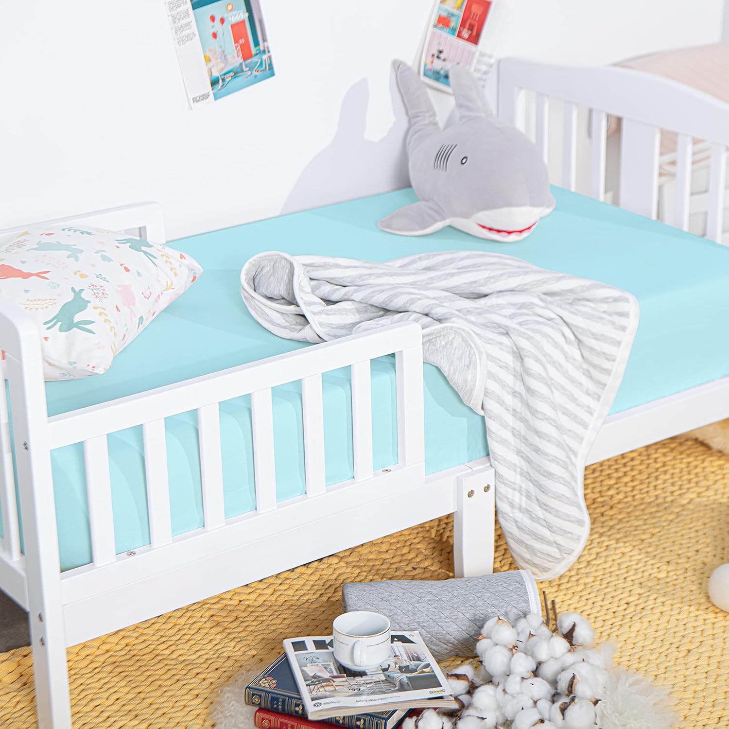 NTBAY – Sábana bajera ajustable para cuna para bebé, color sólido y suave, 28.0 x 52.0pulgadas