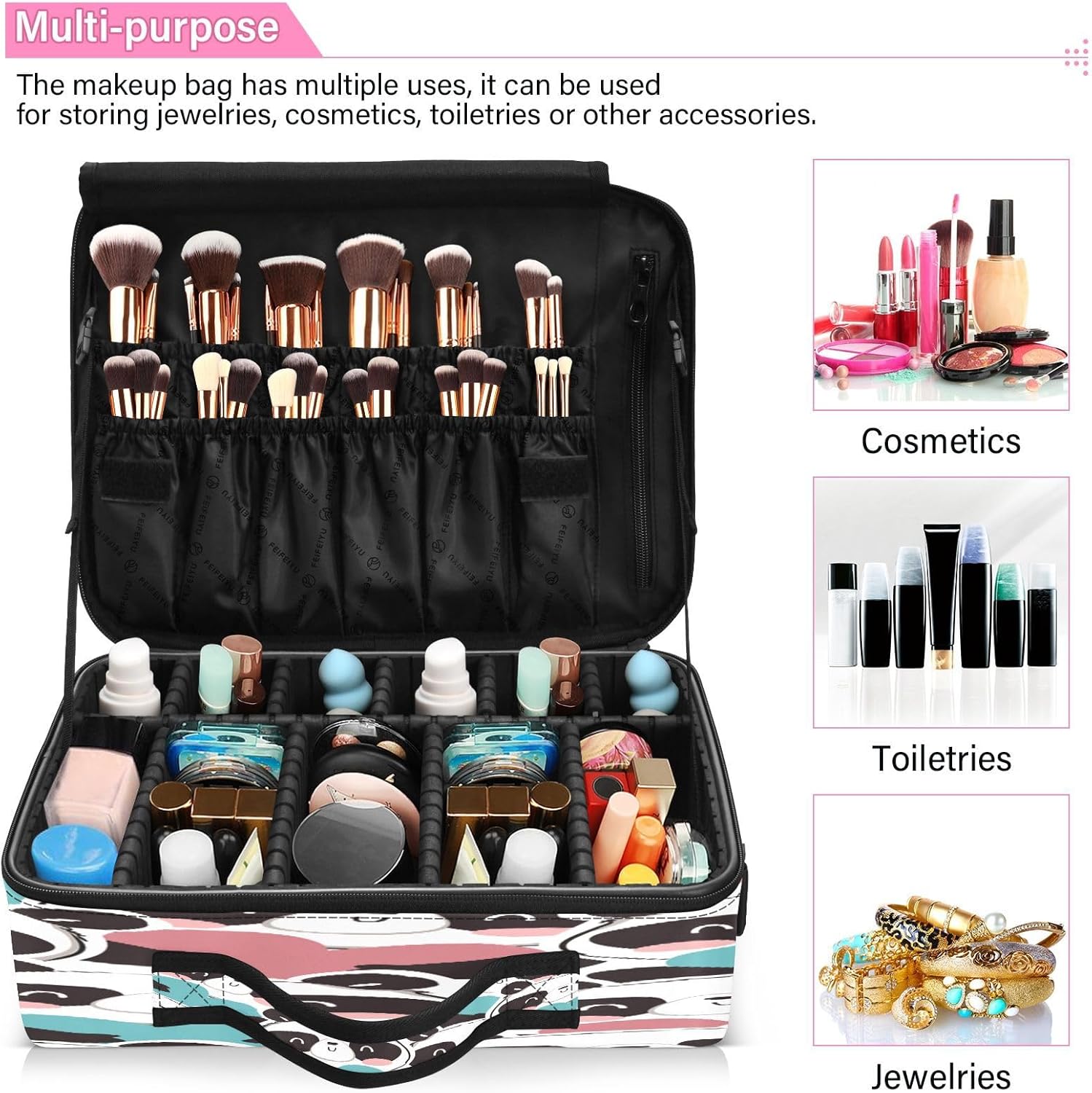 Dibujos animados lindo Panda Head Colorido bolsa de maquillaje grande cosmético neceser de viaje bolsas de maquillaje bolsa de maquillaje cosmética