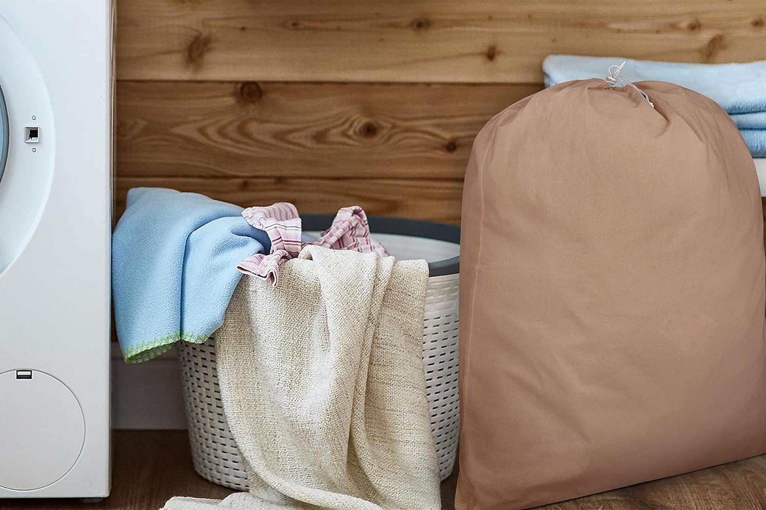 Urban Villa Bolsa de lavandería de lona  Bolsa de lavandería de viaje para ropa sucia  Lavable a máquina  Bolsa reutilizable para ropa de hostal