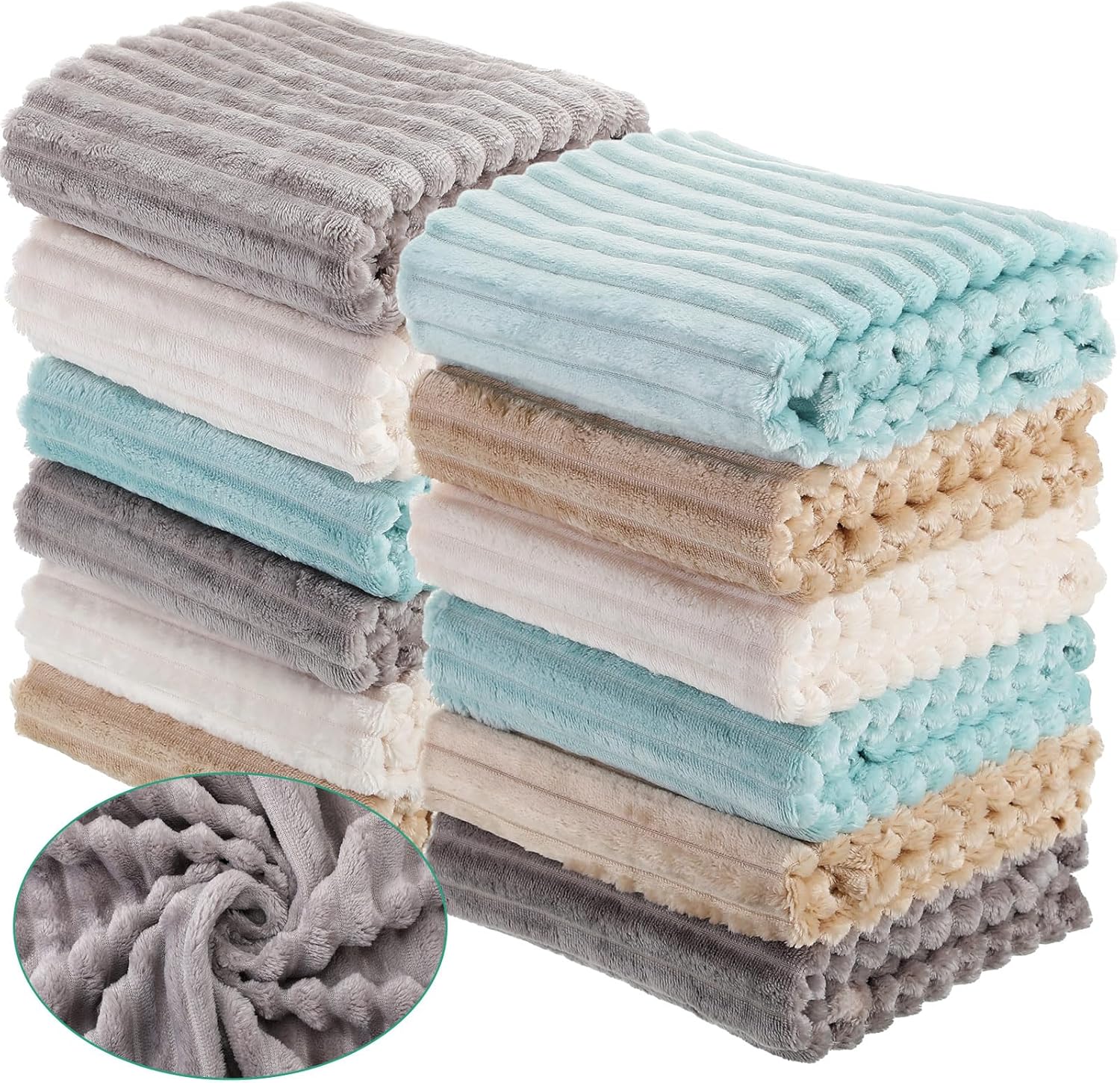 12 mantas de franela para bebé, mantas mullidas para bebé, 40 x 28 pulgadas, mullidas y cálidas, mantas neutras para recién nacido, para bebé, bebé,