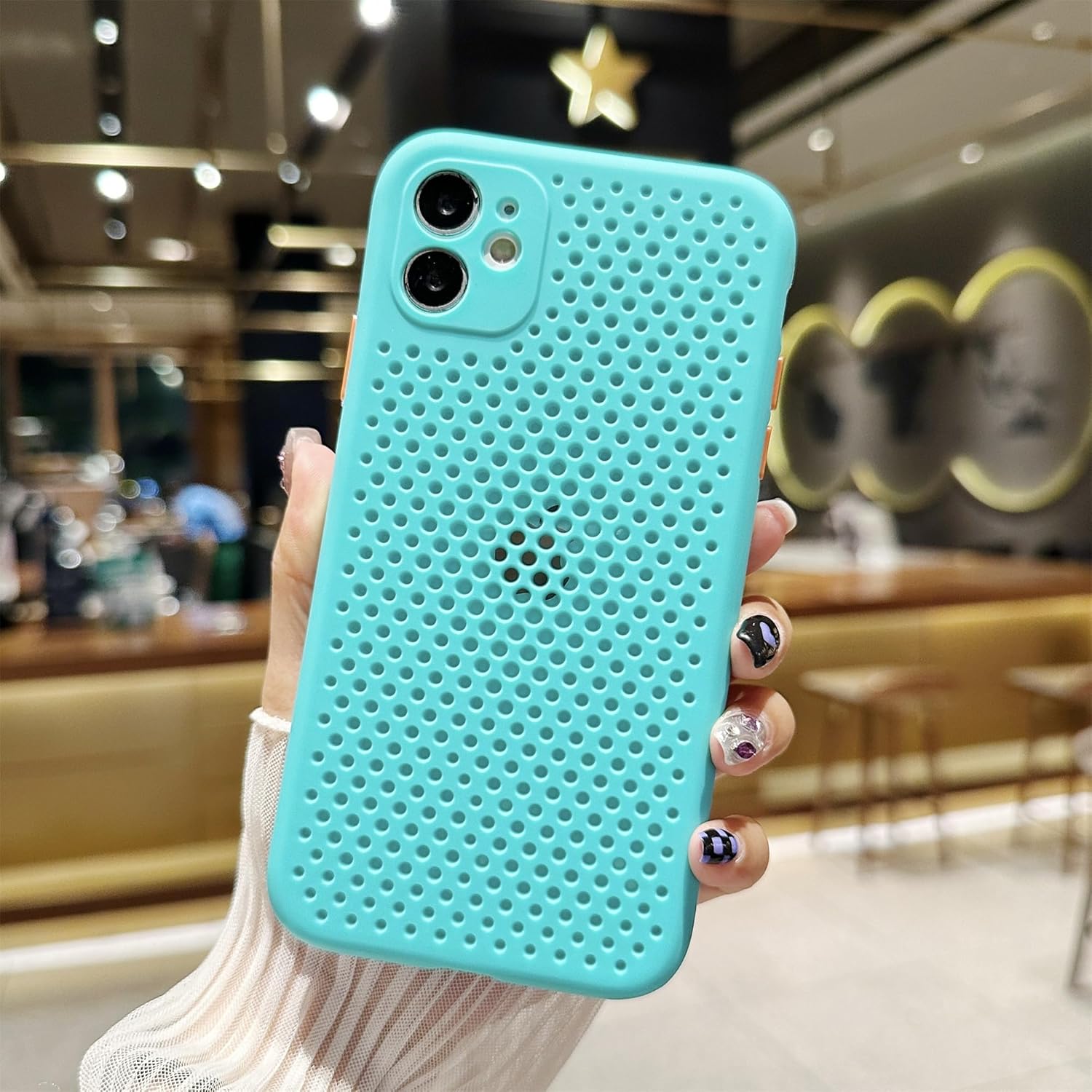 Funda diseñada para iPhone 11, funda transpirable con disipación de calor con agujero celular, protección de lente de cámara trasera completa, funda