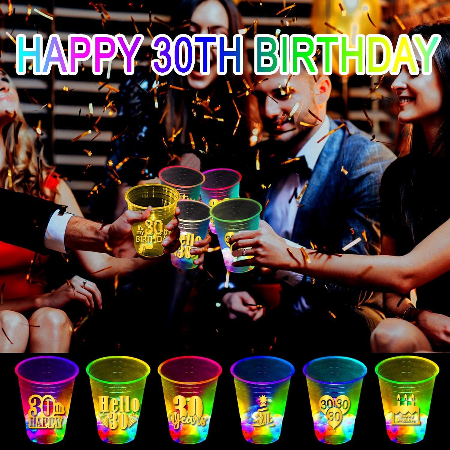 mishunyus 24 piezas de decoraciones brillantes para cumpleaños de 30 años para mujereshombres, suministros de fiesta de cumpleaños, tazas de fiesta