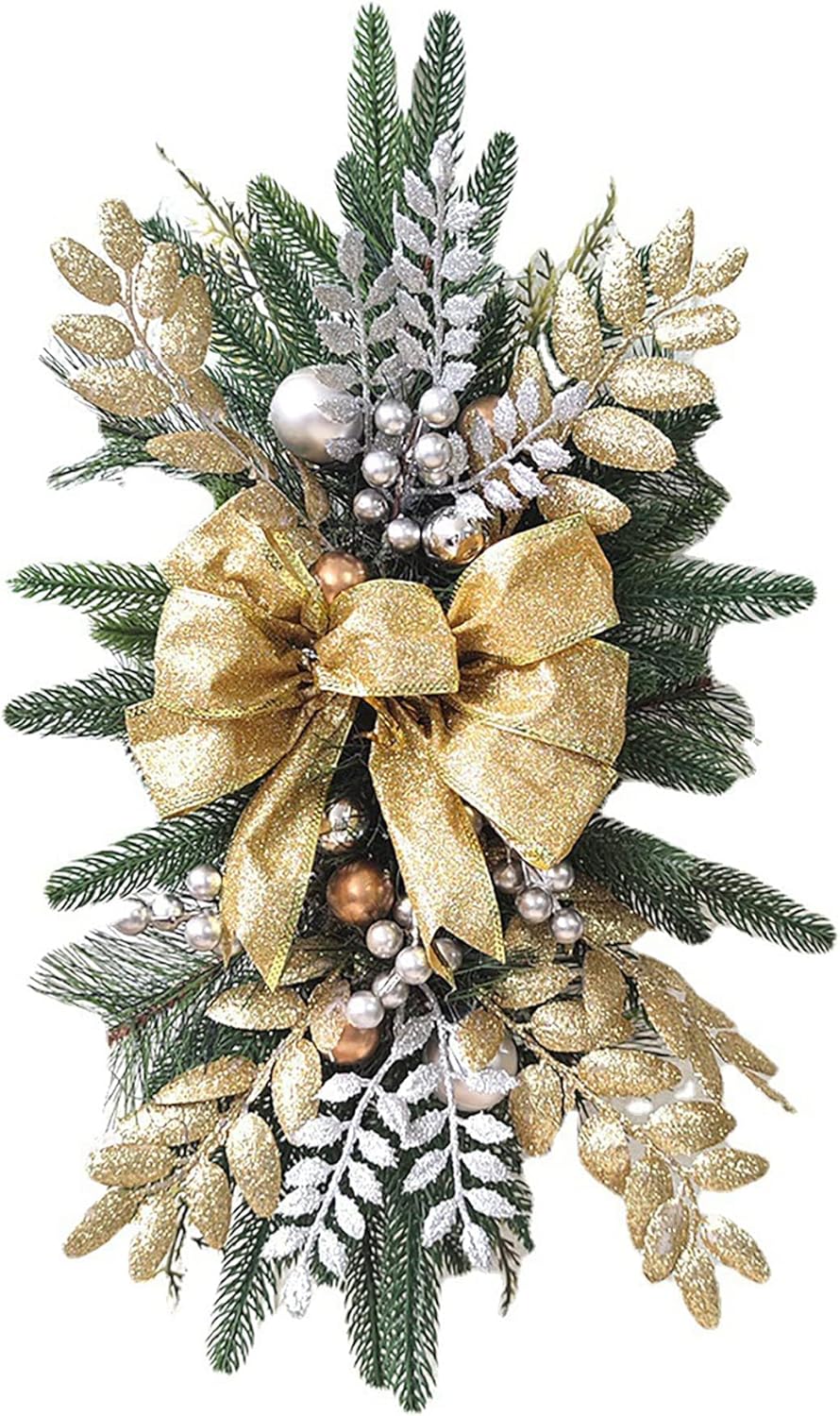 Guirnalda de 30 luces artificiales de Navidad con bolas, decoración rústica para escaleras, puerta delantera, pared