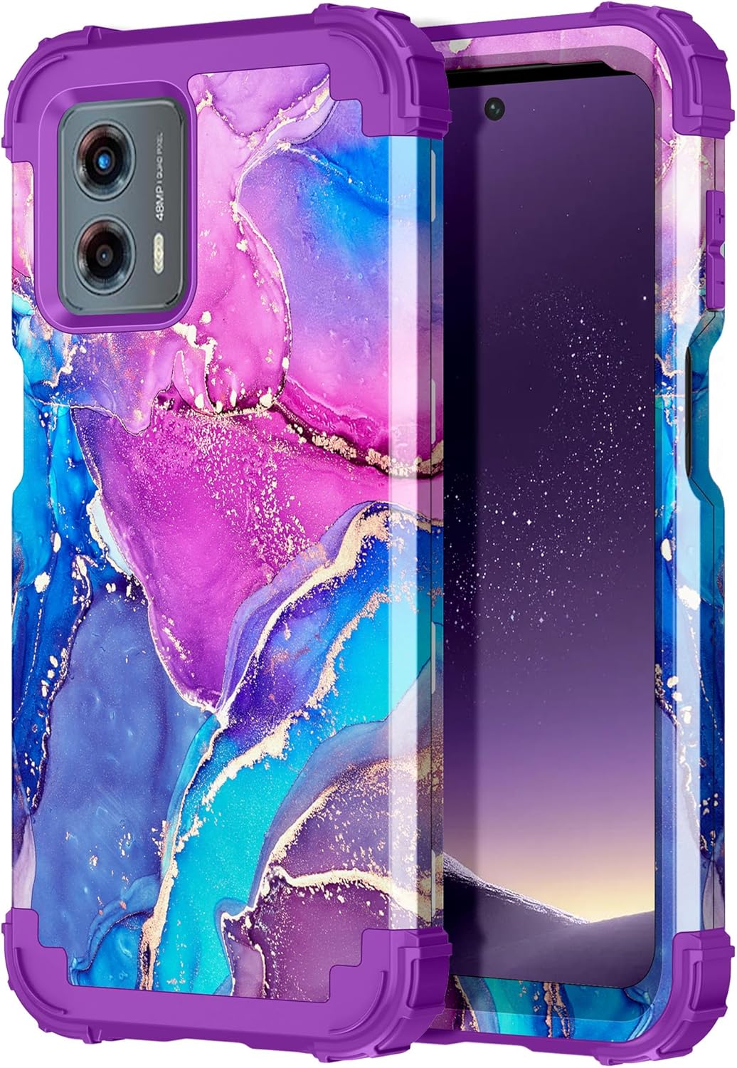 Hekodonk Funda para Moto G 5G 2023, resistente a los golpes, plástico duro+goma de silicona híbrida 3 en 1, carcasa protectora de cuerpo completo