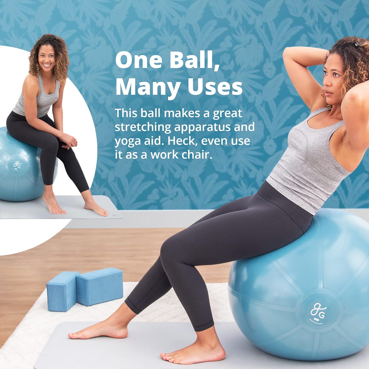 Greater Goods Pelota de ejercicio profesional pelota de yoga para entrenamiento, equilibrio, estabilidad y embarazo, en varios tamaños y colores