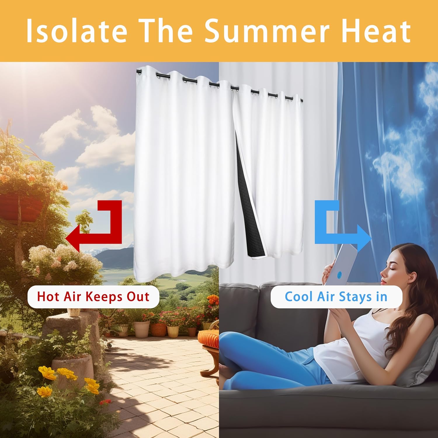 DriftAway Cortinas opacas con aislamiento térmico y textura de lino con forro térmico acolchado para bloquear el frío y el calor, reducir el ruido