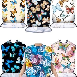 6 baberos para adultos para comer con atrapa migas, lavable, babero para comer flores, mariposas, reutilizables, impermeables, protectores de ropa 6 baberos para adultos para comer con atrapa migas, lavable, babero para comer flores, mariposas, reutilizables, impermeables, protectores de ropa