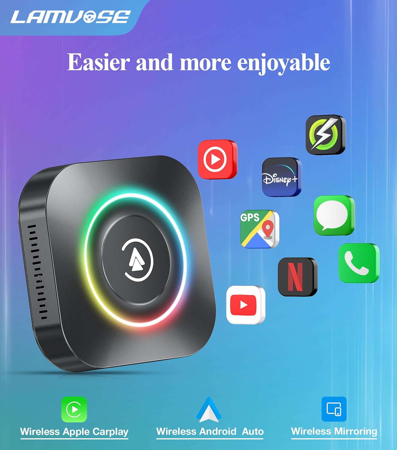 The Magic Box 2.0, Magic Box CarPlay con Netflix YouTube a Car y TV, Apple CarPlay y Android Auto Adaptador inalámbrico para coche, Magic Box